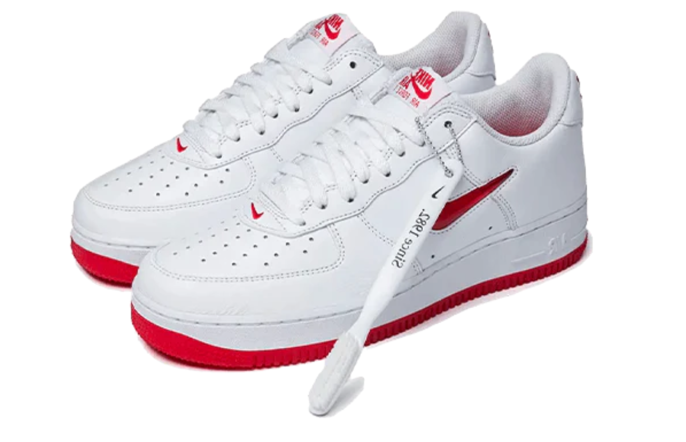 Nike Air Force 1 Low 07 Retro Color of the Month Jewel Swoosh University Red Nuove e Autentiche al 100 Mr.Reseller