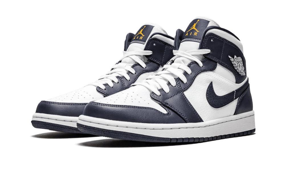 Air Jordan 1 Mid White Metallic Gold Obsidian Nuove e Autentiche al 100 Mr.Reseller