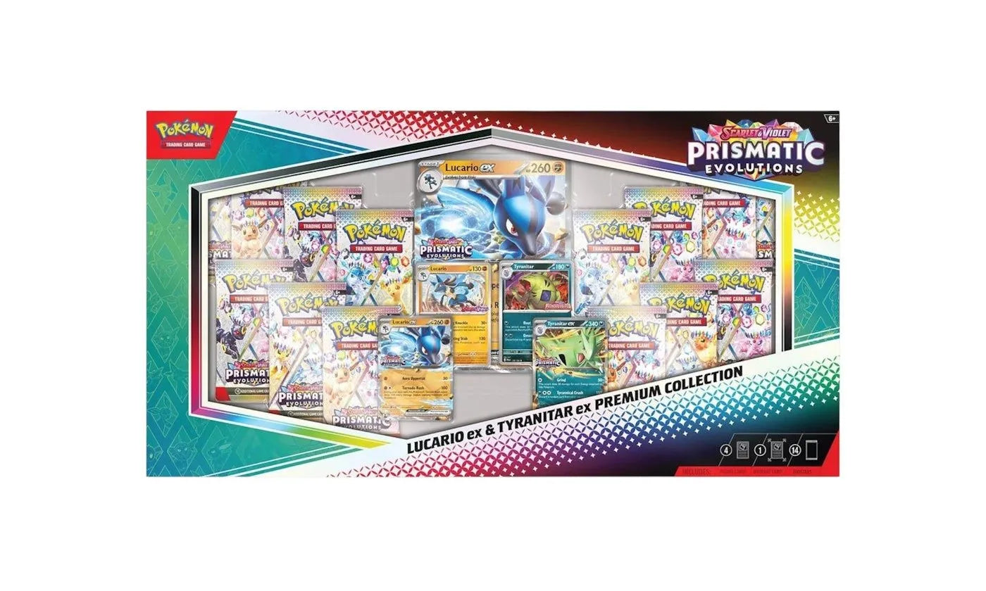2025 Pokémon Scarlatto e Violetto Evoluzioni Prismatiche Lucario ex & Tyranitar ex Premium Collection - POKE-2PS&VP-MULTI
