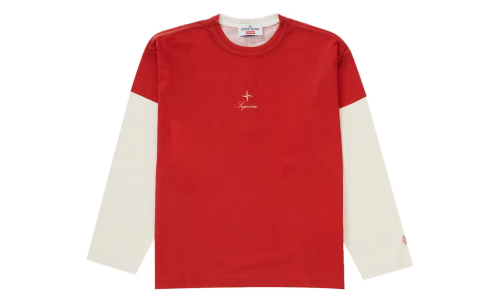 Stone Island x Supreme Long Sleeve T-Shirt Red