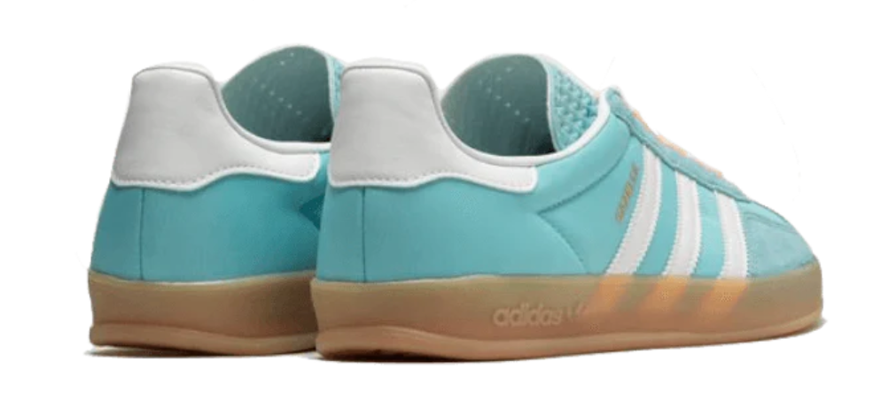 Scarpe da ginnastica celesti e arancio collezione adidas gazelle