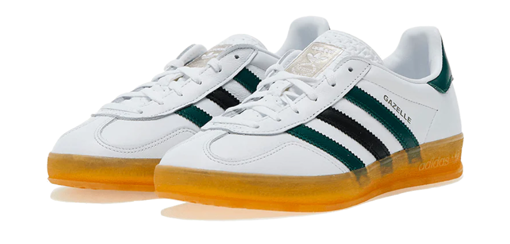 scarpe da ginnastica bianche verdi e nere collezione adidas gazelle