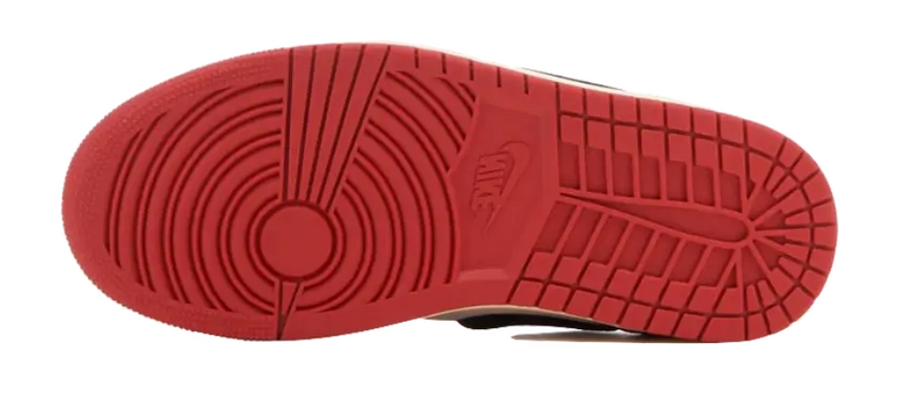 Scarpe da ginnastica rosse, nere e bianche collezione jordan 1 low