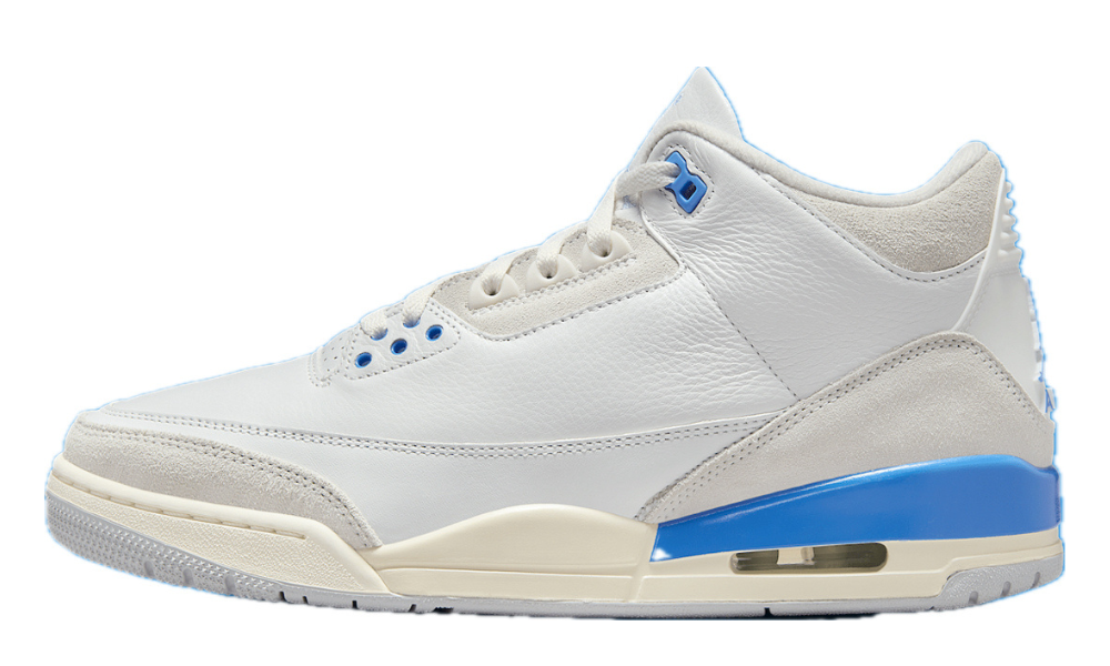 Scarpe da ginnastica bianche e blu collezione air jordan 3