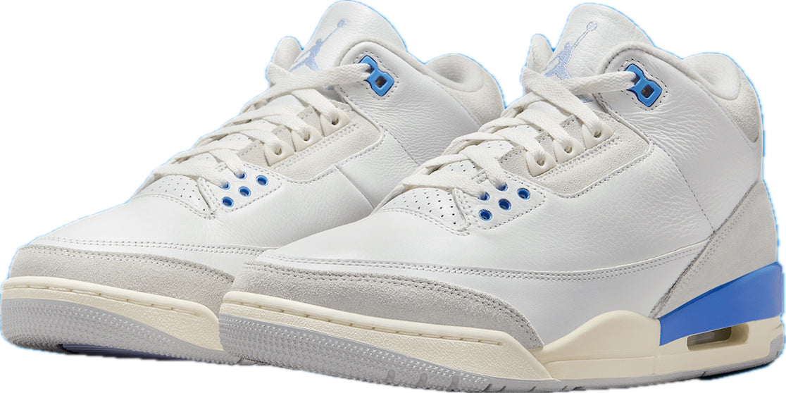 Scarpe da ginnastica bianche e blu collezione air jordan 3