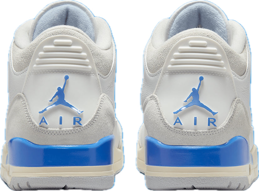Scarpe da ginnastica bianche e blu collezione air jordan 3