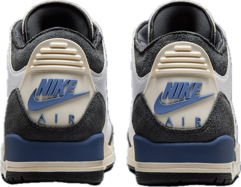 Scarpe da ginnastica bianche nere e blu collezione air jordan 3