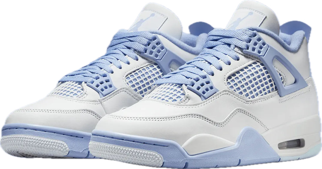 Scarpe da ginnastica bianche e celesti collezione Air Jordan 4