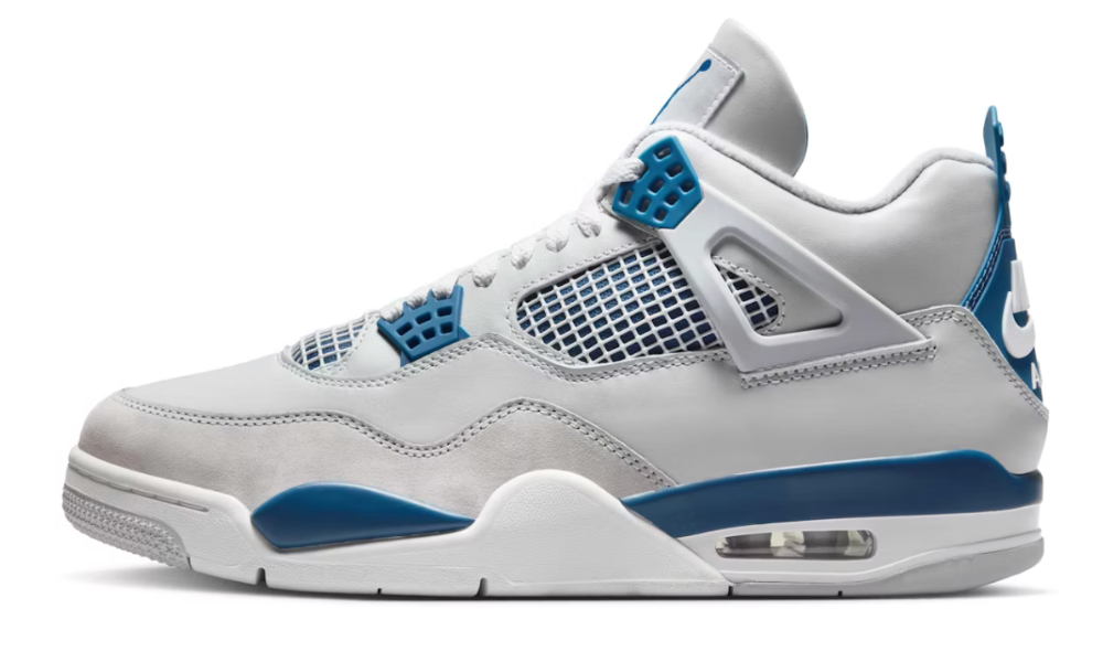 Scarpe da ginnastica bianche e blu collezione air jordan 4