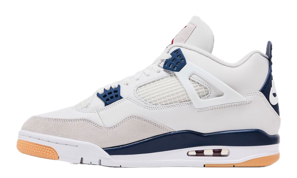 Scarpe da ginnastica bianche e blu collezione air jordan 4