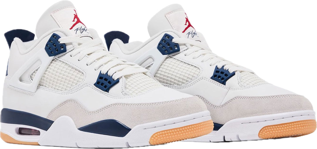 Scarpe da ginnastica bianche e blu collezione air jordan 4