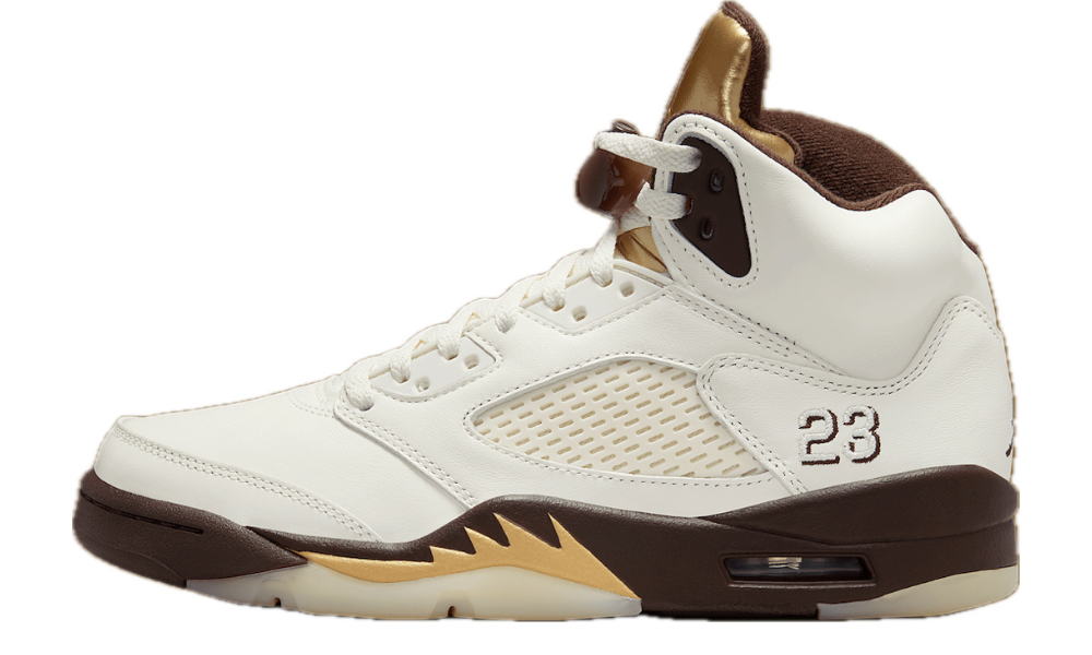 Scarpe da ginnastica bianche e marroni collezione air jordan 5