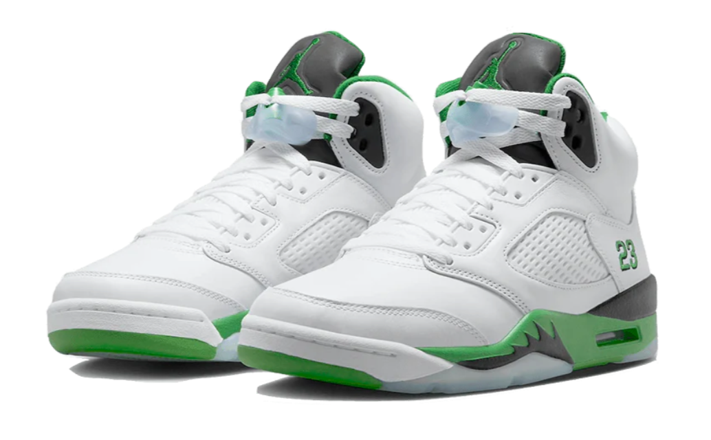 Scarpe da ginnastica bianche e verdi collezione jordan 5