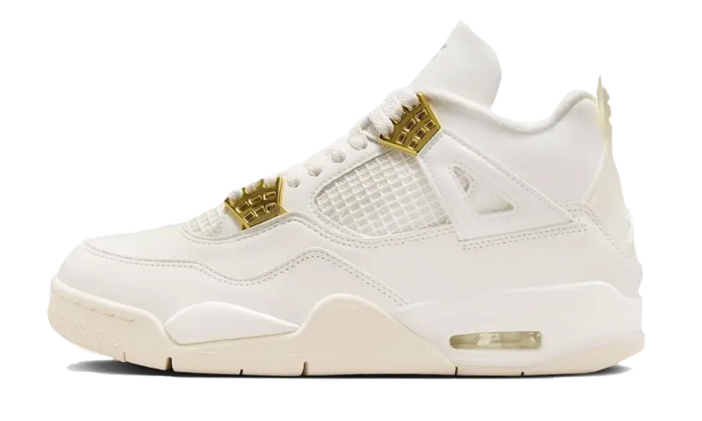 Scarpe da ginnastica bianche e oro collezione air jordan 4