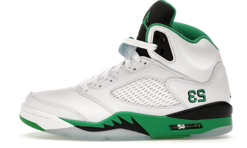 Scarpe da ginnastica bianche e verdi collezione jordan 5