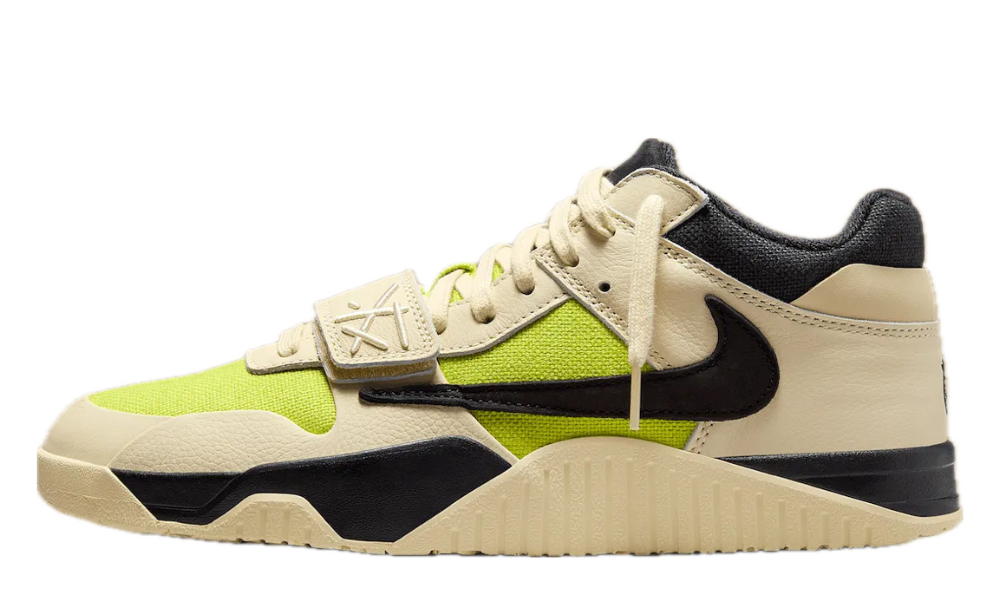 Scarpe da ginnastica gialle fluo collezione air jordan x travis Scott 