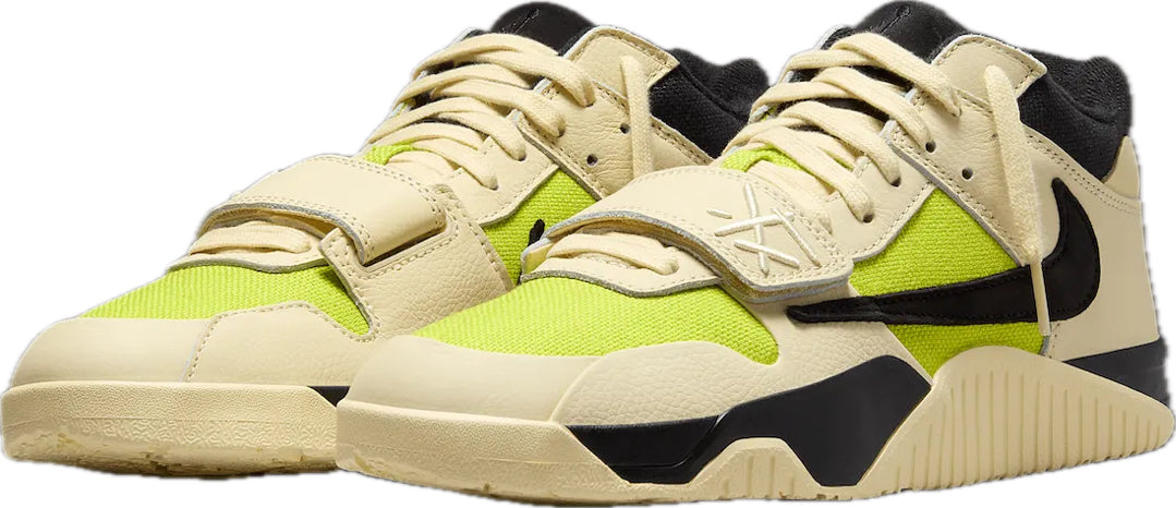 Scarpe da ginnastica gialle fluo collezione air jordan x travis Scott 