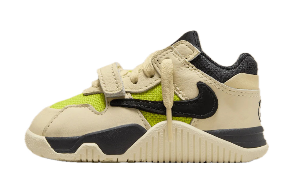 Scarpe da ginnastica giallo fluo collezione air jordan x travis scott 