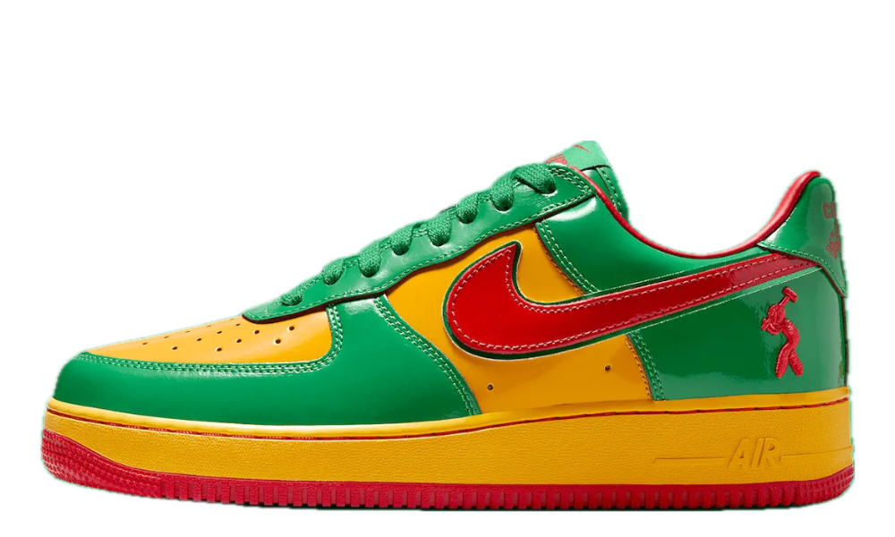 Scarpe da ginnastica gialle verdi e rosse collezione nike air force 1