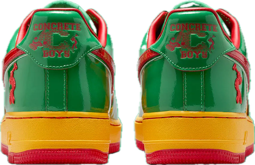 Scarpe da ginnastica gialle verdi e rosse collezione nike air force 1