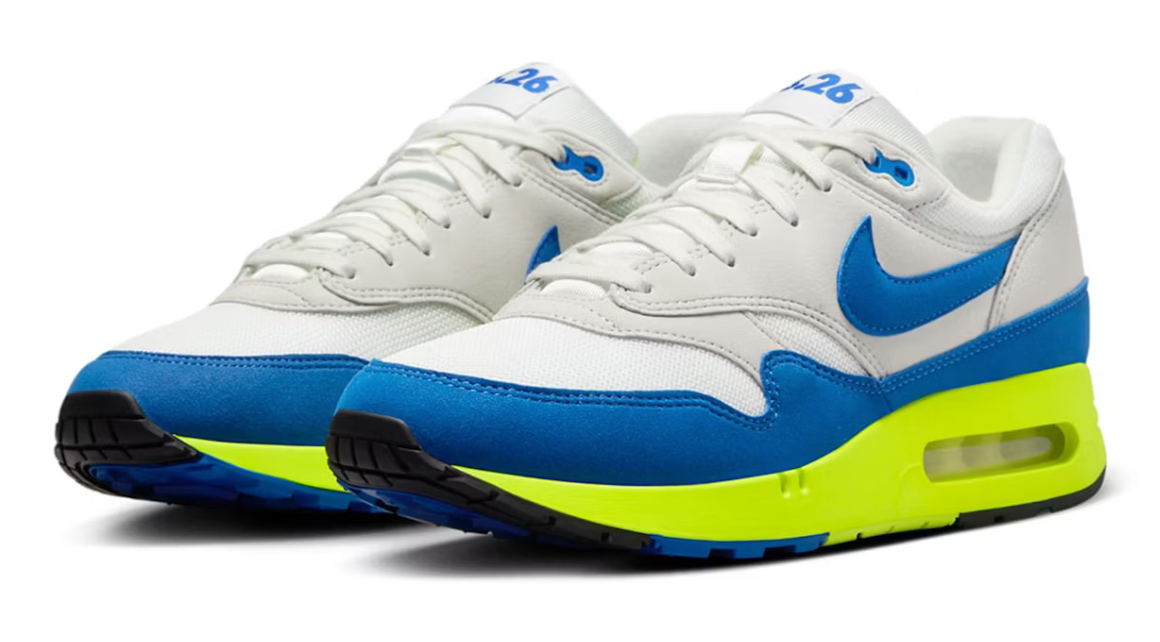 Scarpe da ginnastica bianche celesti e giallo fluo collezione air max