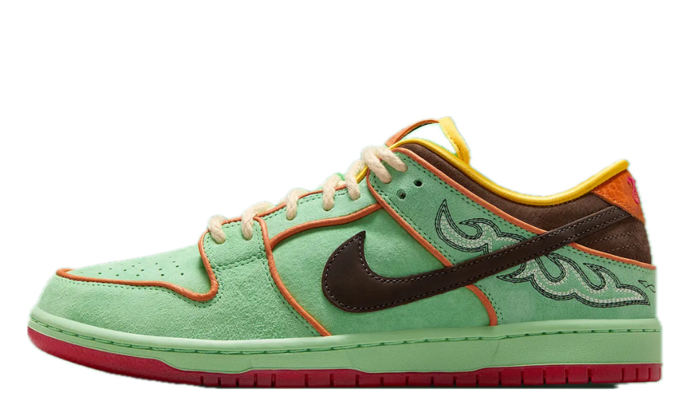 Scarpe da ginnastica verdi rosse e marroni collezione nike dunk low