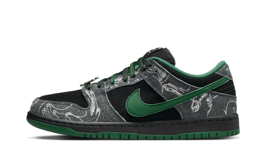 Scarpe da ginnastica nere e verdi collezione nike dunk low