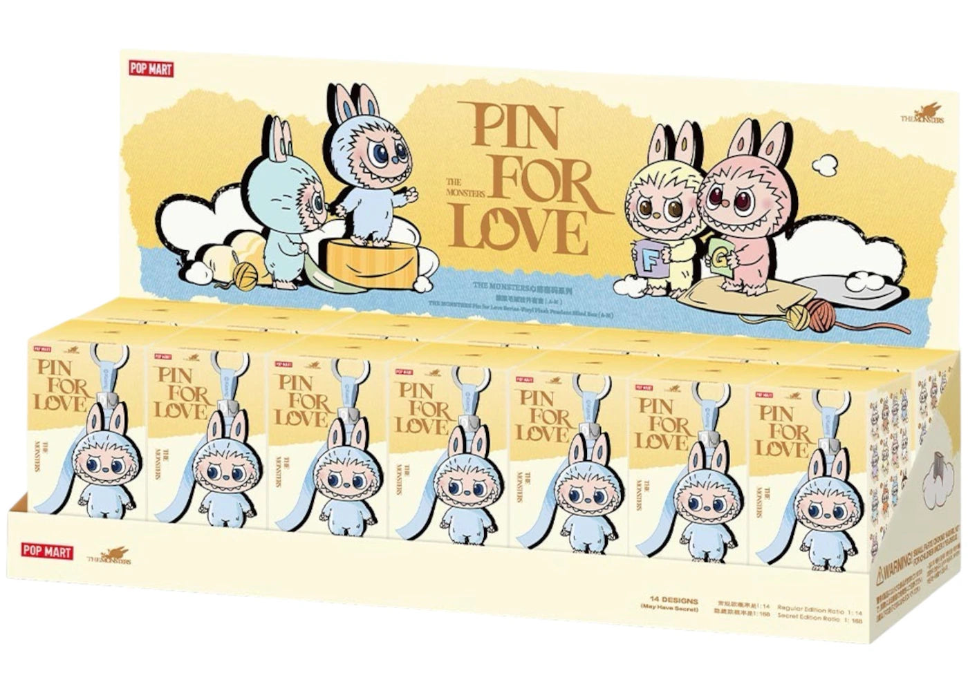 Pop Mart Labubu The Monsters Pin for Love Series Vinyl Plush Pendant (A-M) Sealed Case (14 Blind Box) - PM-PMLTMP-MULTI