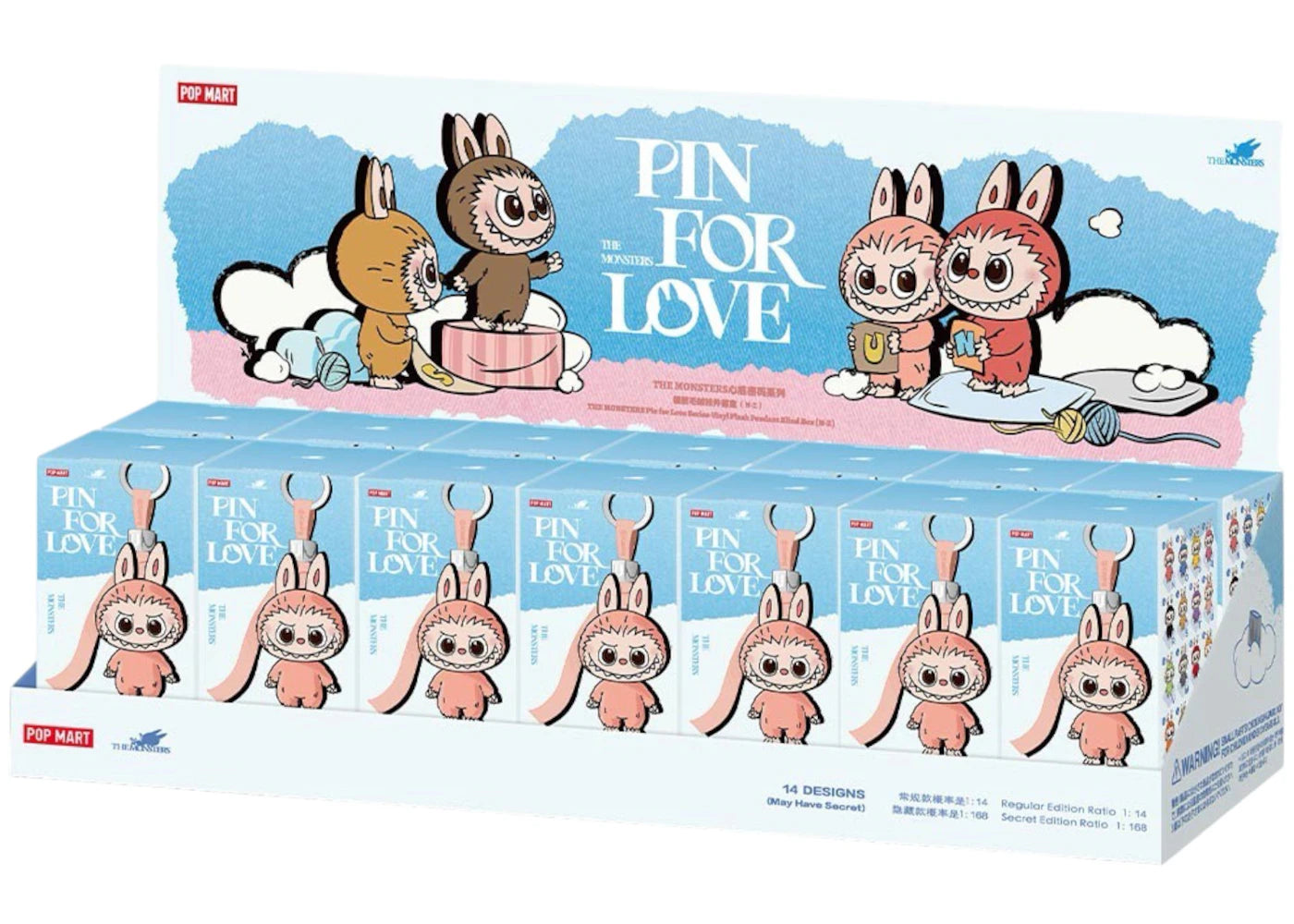 Pop Mart Labubu The Monsters Pin for Love Series Vinyl Plush Pendant (N-Z) Sealed Case (14 Blind Box) - PM-PMLTMP-MULTI