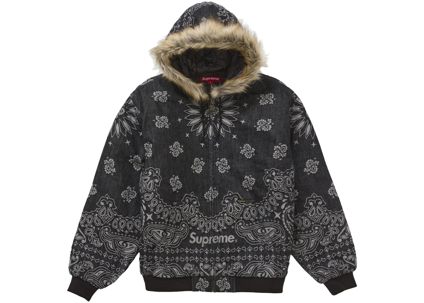Supreme Bandana Jacquard Denim Hooded Work Jacket Black - SUPR-SBJDHWJB-MULTI