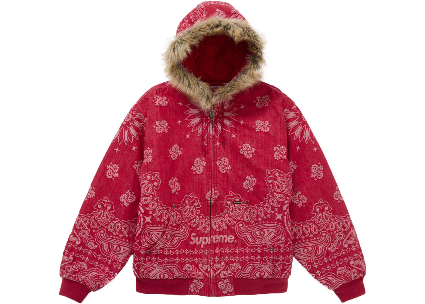 Supreme Bandana Jacquard Denim Hooded Work Jacket Red - SUPR-SBJDHWJR-MULTI