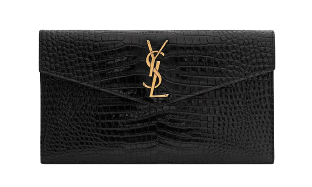 Saint Laurent Pochette YSL Uptown Black Croco