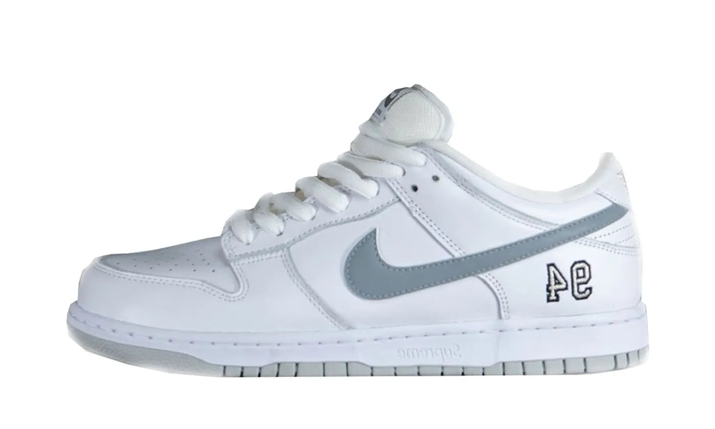 SB Dunk Low Supreme 94 White Metallic Silver - HQ8487-100
