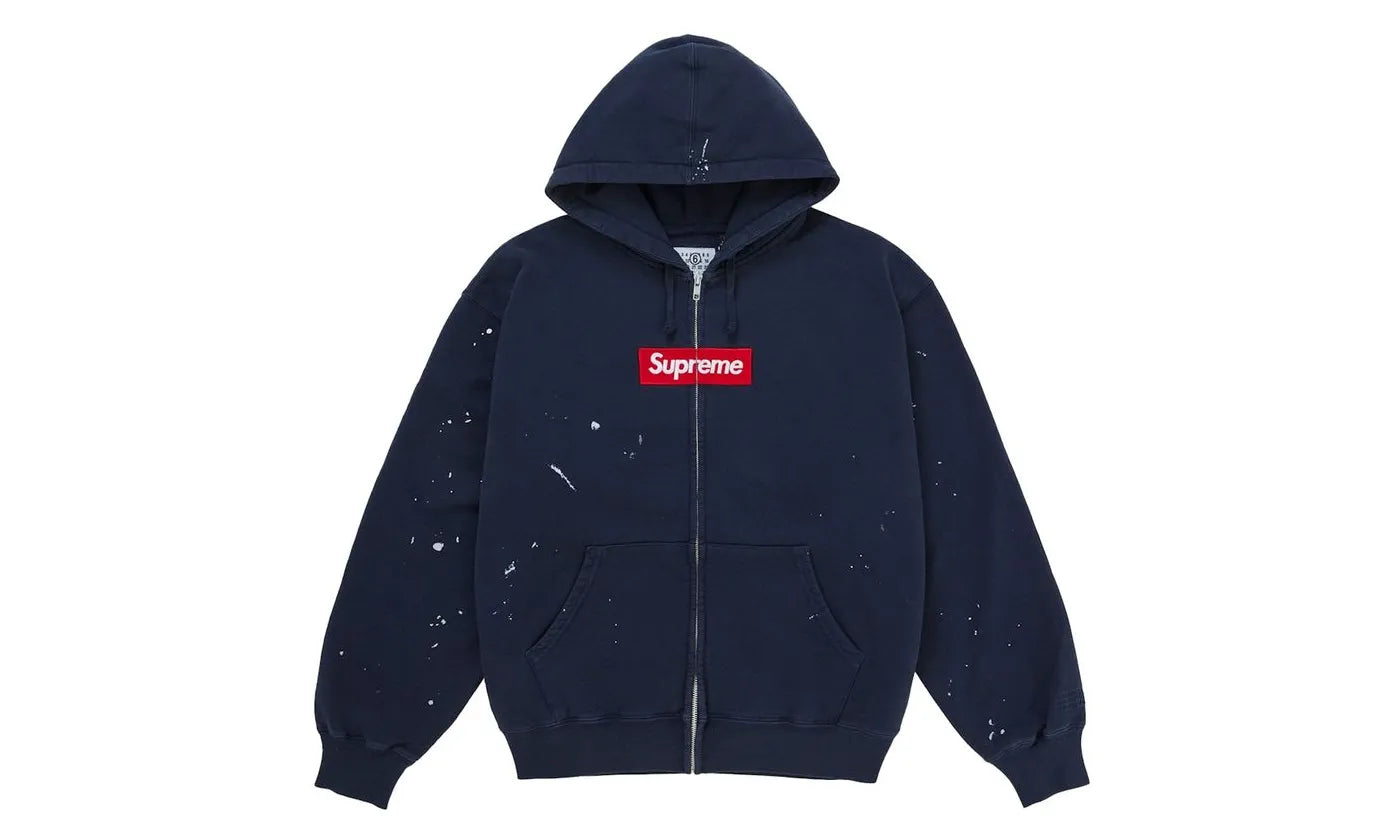 Supreme MM6 Maison Margiela Box Logo Zip Up Hooded Sweatshirt Navy - SUPR-SMMMBLZU-MULTI