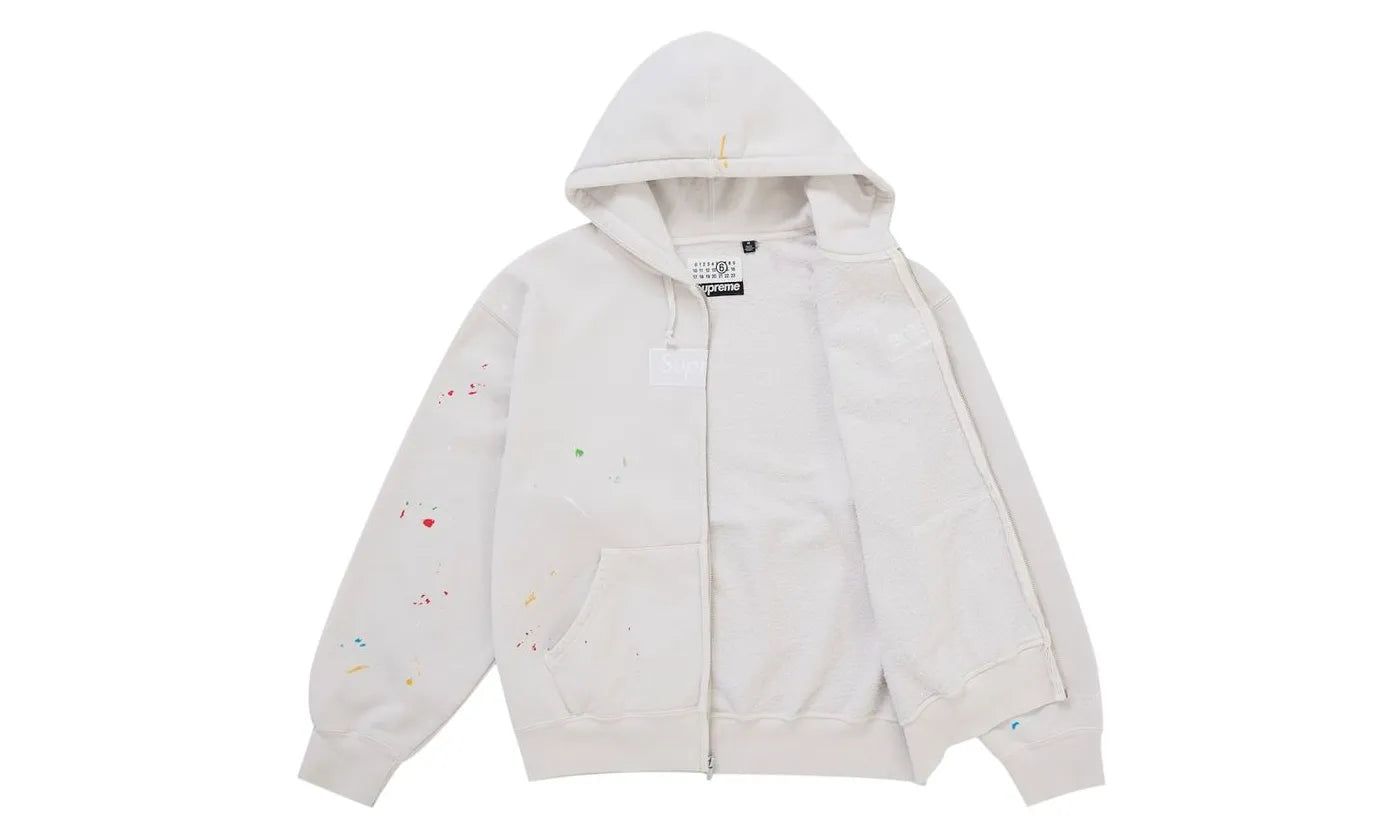 Supreme MM6 Maison Margiela Box Logo Zip Up Hooded Sweatshirt White - SUPR-SMMMBLZU-MULTI