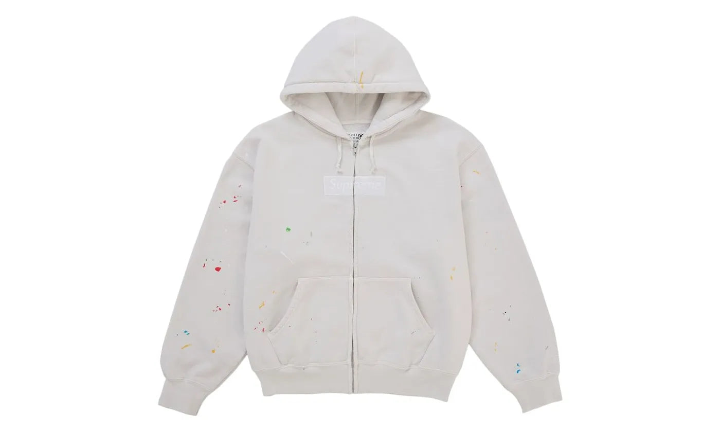 Supreme MM6 Maison Margiela Box Logo Zip Up Hooded Sweatshirt White - SUPR-SMMMBLZU-MULTI