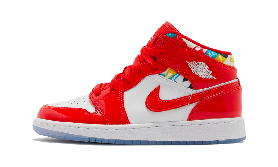 Air Jordan 1 Mid Barcelona Sweater Red Patent Nuove e Autentiche al 100 Mr.Reseller