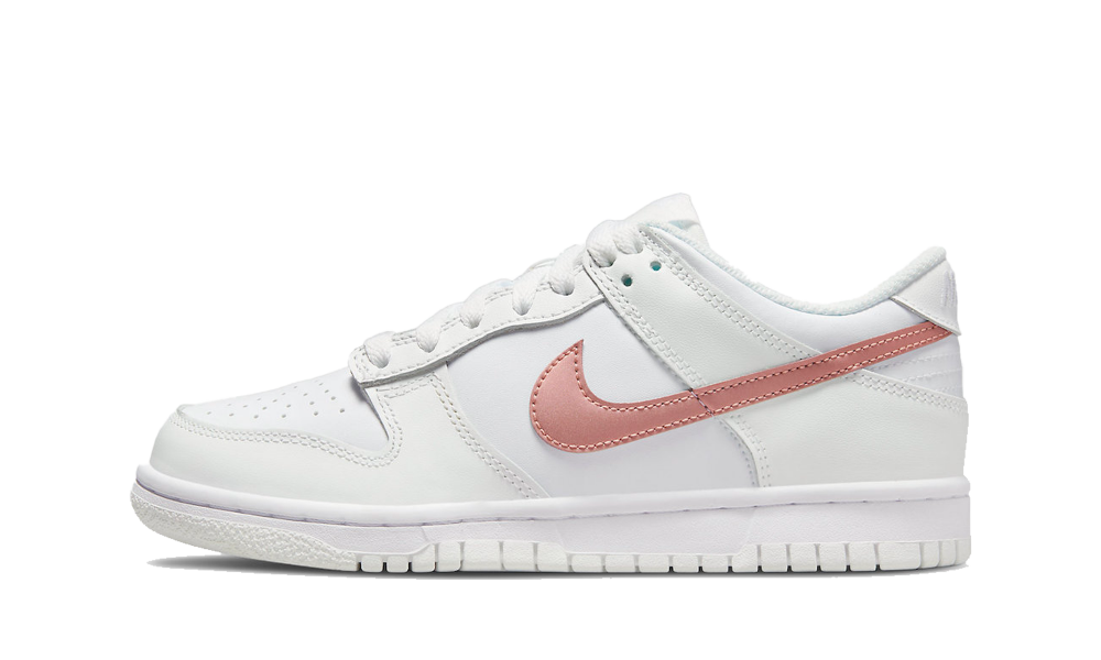 Dunk Low White Pink Bronze Swoosh